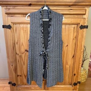 Milano Sweater Cardigan‎ Sleeveless Tie Front Vest Grey Women's Size Xl